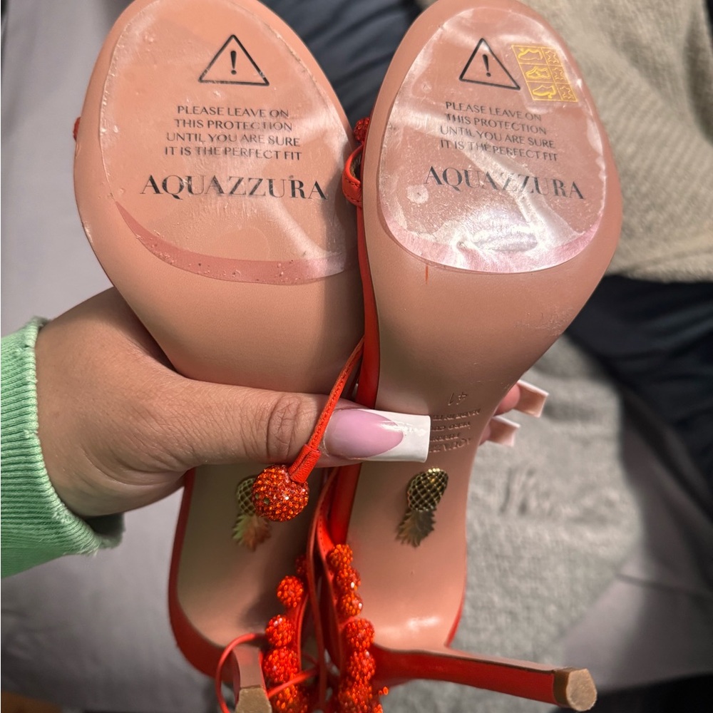Disco Dancer 105mm AQUAZZURA Tangerine Orange 41 like new euc - Picture 10 of 12